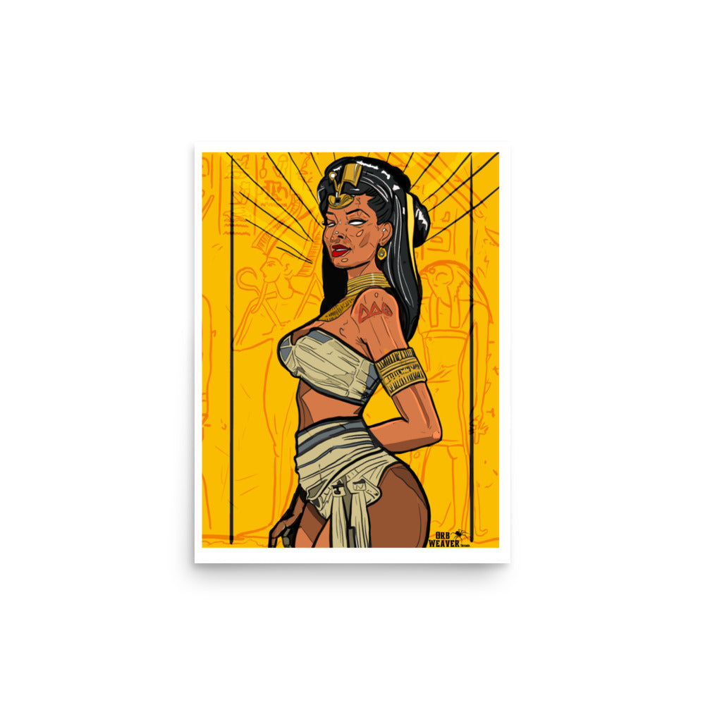 Halloween poster print with a mummy pharaoh pinup girl 