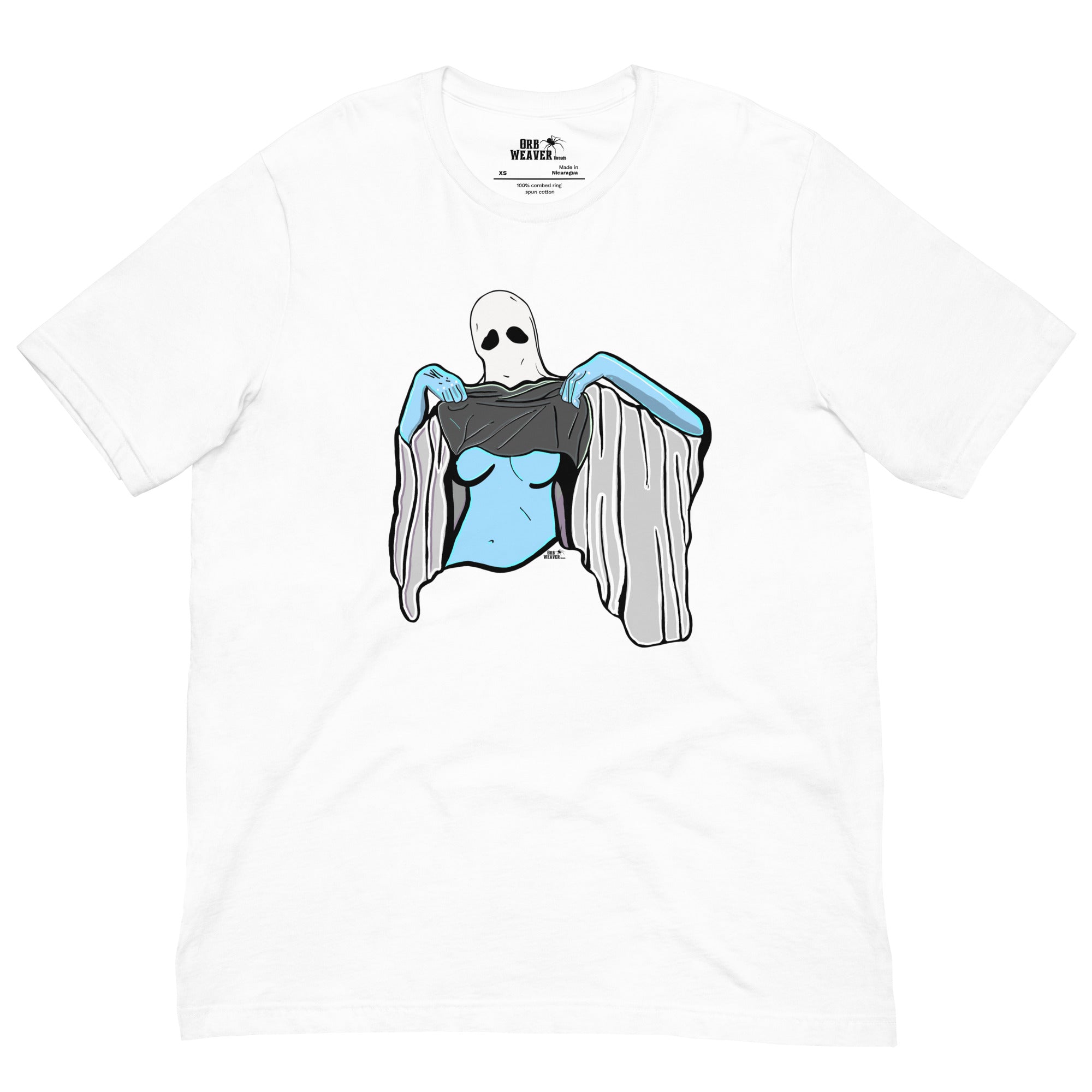 Funny Halloween tee with a girl ghost flashing boobs 